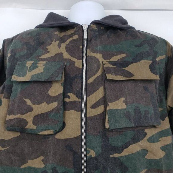 RHUDE Camo Print Hooded Jacket Quilted Zip Up Cotton Coat Parka Size Small NWOT - Picture 6 of 15